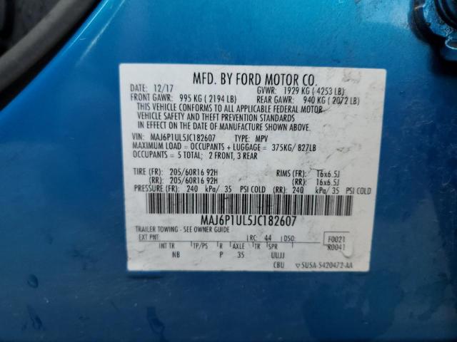 MAJ6P1UL5JC182607 - 2018 FORD ECOSPORT SE BLUE photo 13