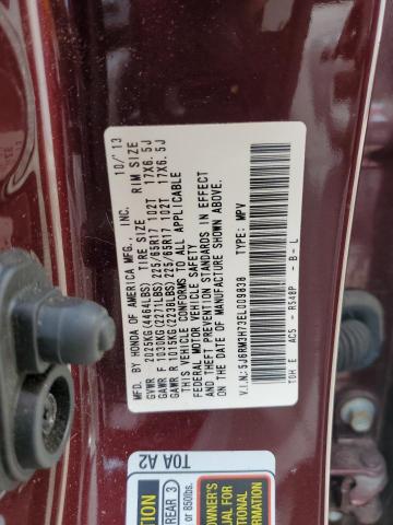 5J6RM3H73EL009838 - 2014 HONDA CR-V EXL MAROON photo 13