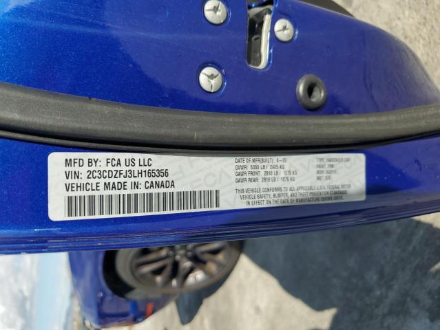 2C3CDZFJ3LH165356 - 2020 DODGE CHALLENGER R/T SCAT PACK BLUE photo 12