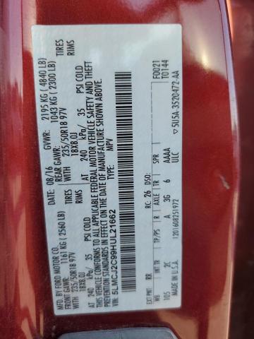 5LMCJ2C99HUL21662 - 2017 LINCOLN MKC SELECT Կարմիր լուսանկար 13