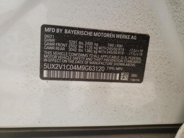 5UX2V1C04M9G63120 - 2021 BMW X4 XDRIVE30I WHITE photo 12