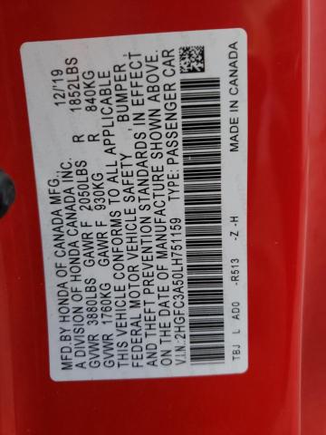 2HGFC3A50LH751159 - 2020 HONDA CIVIC SI RED photo 13