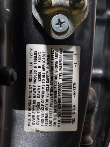 19XFB2F89DE005997 - 2013 HONDA CIVIC EX GRAY photo 12