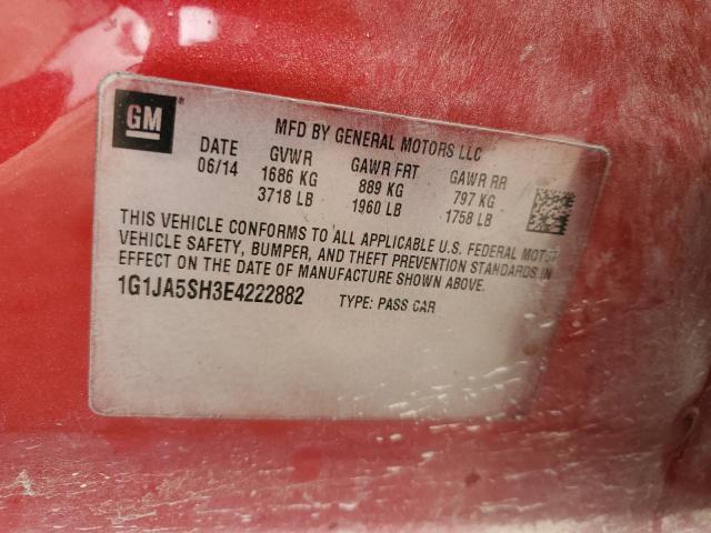1G1JA5SH3E4222882 - 2014 CHEVROLET SONIC LS 红色 照片 12