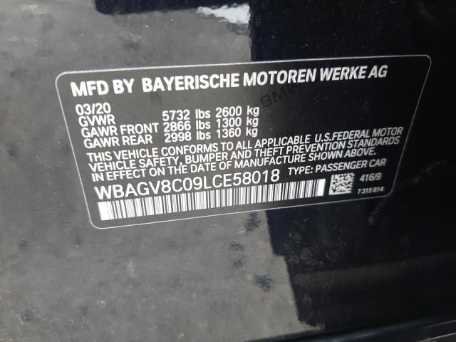 WBAGV8C09LCE58018 - 2020 BMW M850XI BLACK photo 12