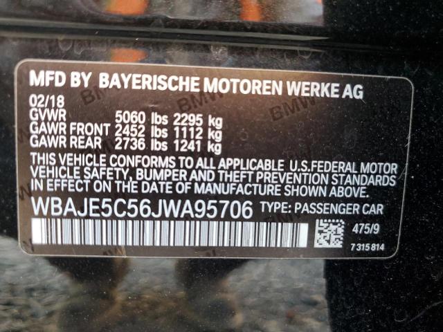 WBAJE5C56JWA95706 - 2018 BMW 540 I BLACK photo 12