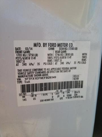 1FTFX1EF9EFB29349 - 2014 FORD F150 SUPER CAB WHITE photo 12