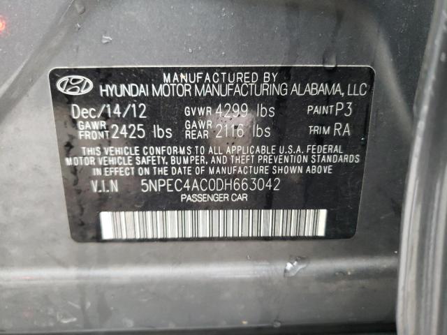 5NPEC4AC0DH663042 - 2013 HYUNDAI SONATA SE GRAY photo 12