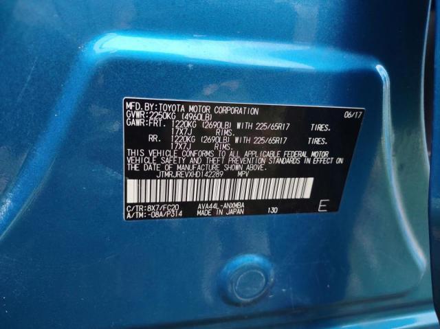 JTMRJREVXHD142289 - 2017 TOYOTA RAV4 HV LE BLUE photo 10