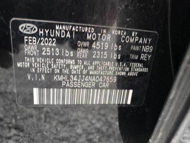 KMHL34JJ4NA047659 - 2022 HYUNDAI SONATA HYBRID BLACK photo 12