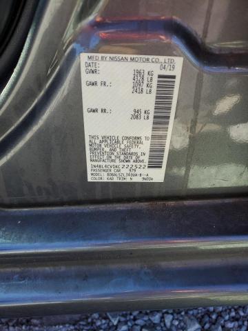 1N4BL4CV1KC222522 - 2019 NISSAN ALTIMA SR GRAY photo 12