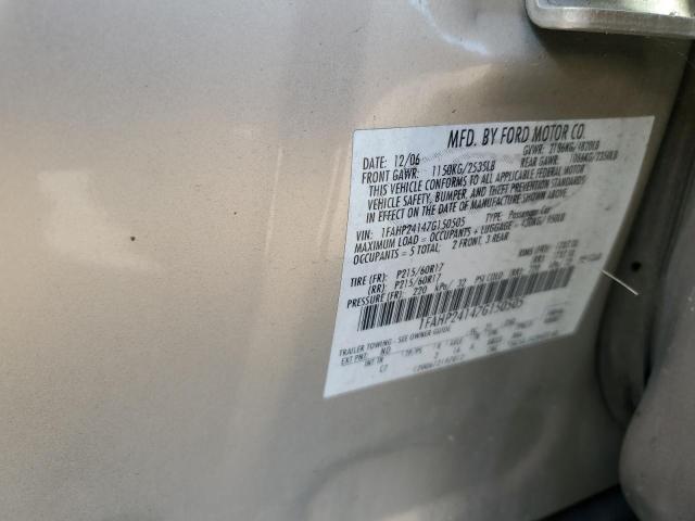 1FAHP24147G150505 - 2007 FORD FIVE HUNDR SEL TAN photo 12