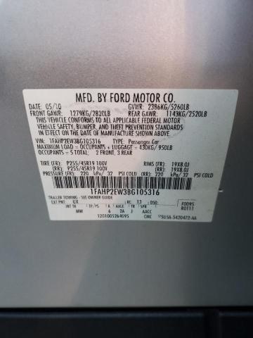 1FAHP2EW3BG105316 - 2011 FORD TAURUS SEL SILVER photo 12