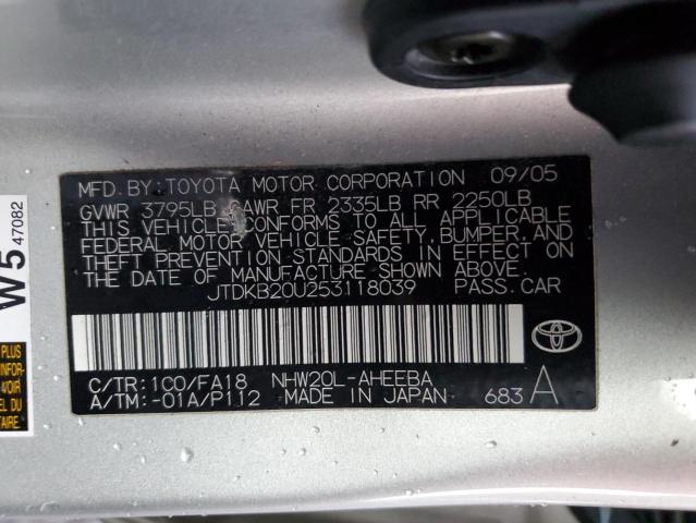 JTDKB20U253118039 - 2005 TOYOTA PRIUS SILVER photo 12