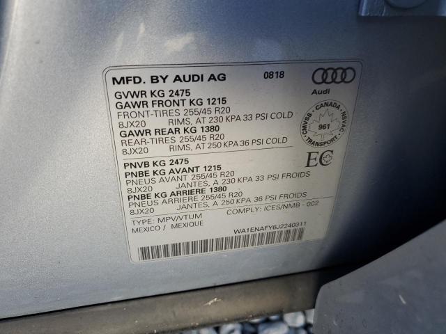 WA1ENAFY6J2240311 - 2018 AUDI Q5 PROGRESSIV S-LINE SILVER photo 13
