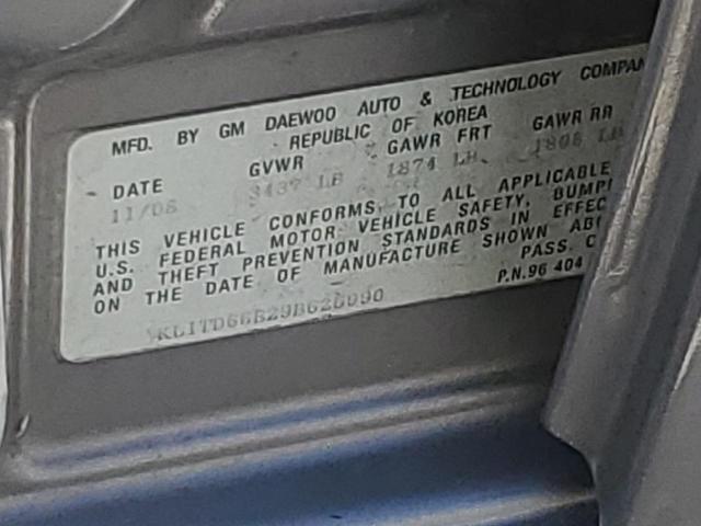 KL1TD66E29B626990 - 2009 CHEVROLET AVEO LS Boz foto 12