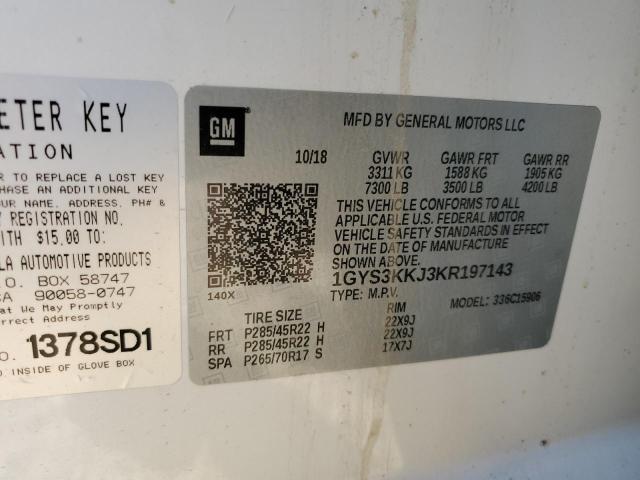 1GYS3KKJ3KR197143 - 2019 CADILLAC ESCALADE ESV PLATINUM თეთრი ფოტო 13