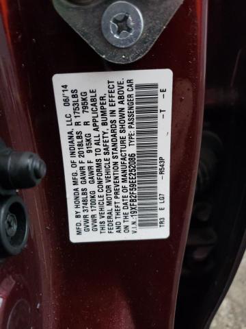 19XFB2F59EE252086 - 2014 HONDA CIVIC LX MAROON photo 12