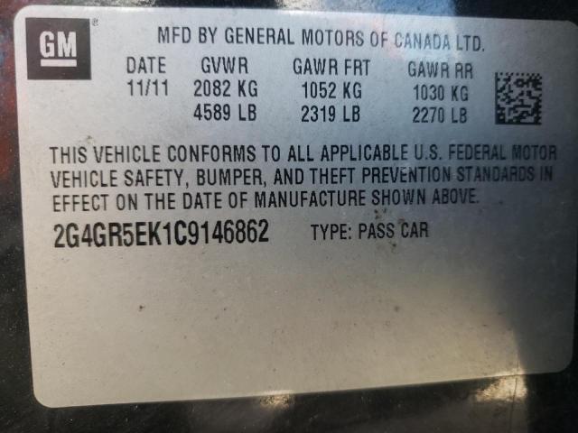 2G4GR5EK1C9146862 - 2012 BUICK REGAL 黑色 照片 12