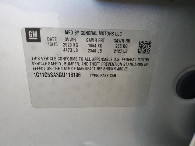 1G11C5SA3GU118196 - 2016 CHEVROLET MALIBU LIM LT 银色 照片 12