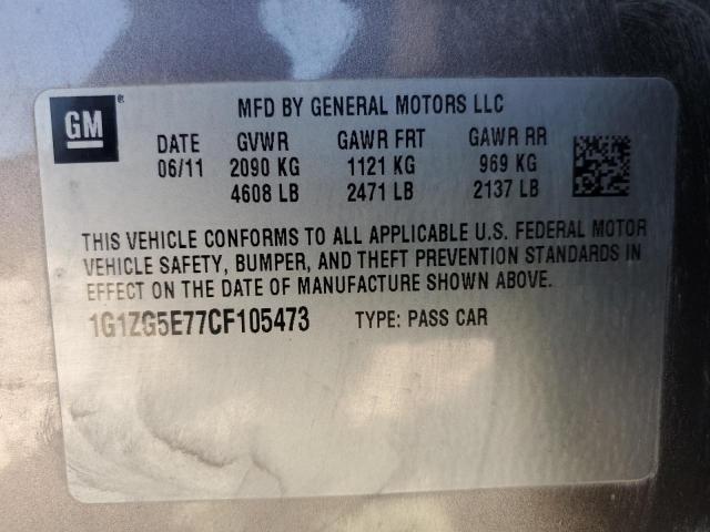 1G1ZG5E77CF105473 - 2012 CHEVROLET MALIBU LTZ ნაცრისფერი ფოტო 12