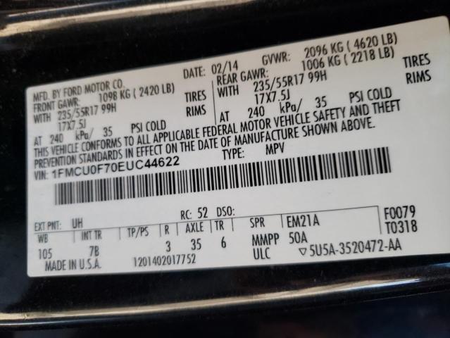 1FMCU0F70EUC44622 - 2014 FORD ESCAPE S BLACK photo 13