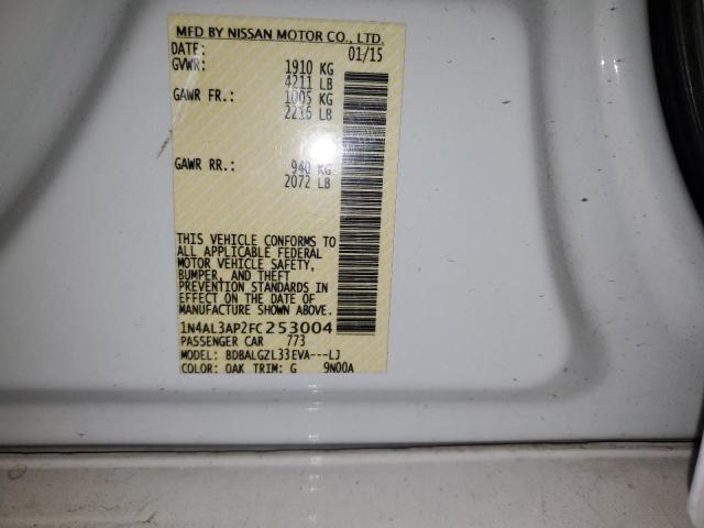 1N4AL3AP2FC253004 - 2015 NISSAN ALTIMA 2.5 WHITE photo 12