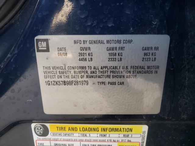 1G1ZK57B98F281979 - 2008 CHEVROLET MALIBU LTZ შავი ფოტო 12