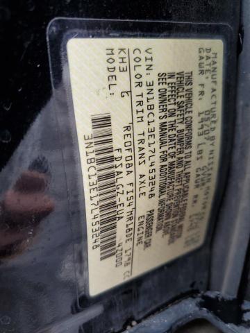 3N1BC13E17L453248 - 2007 NISSAN VERSA S BLACK photo 12