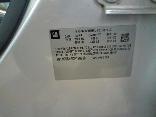 1G11G5SX5DF190218 - 2013 CHEVROLET MALIBU 3LT ნაცრისფერი ფოტო 12