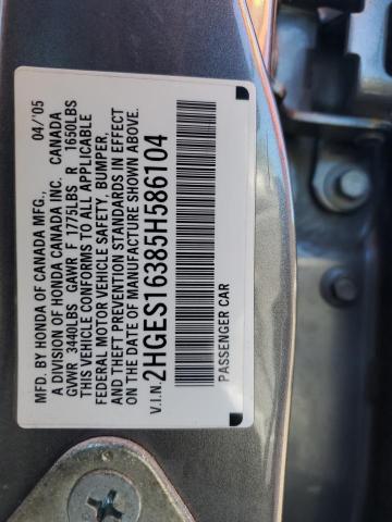 2HGES16385H586104 - 2005 HONDA CIVIC DX VP Boz foto 12