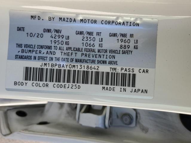 JM1BPBAY0M1318642 - 2021 MAZDA 3 WHITE photo 12