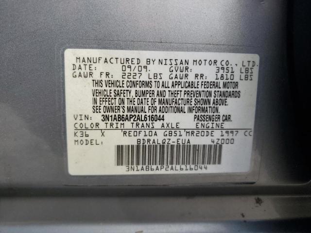 3N1AB6AP2AL616044 - 2010 NISSAN SENTRA 2.0 GRAY photo 12