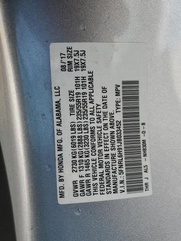 5FNRL6H91JB033452 - 2018 HONDA ODYSSEY ELITE Srebrny zdjęcie 13