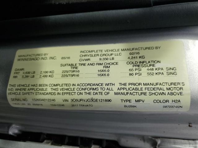 3C6URVJG3GE121890 - 2016 RAM PROMASTER 3500 HIGH ვერცხლისფერი ფოტო 14