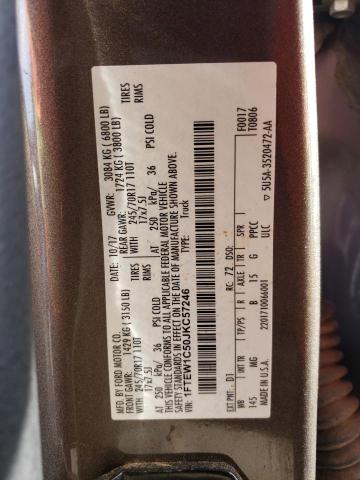 1FTEW1C50JKC57246 - 2018 FORD F150 SUPERCREW BROWN photo 12