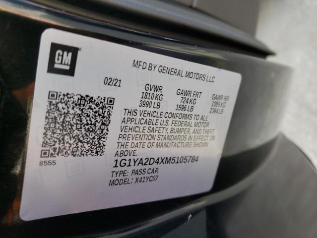 1G1YA2D4XM5105784 - 2021 CHEVROLET CORVETTE STINGRAY 1LT BLACK photo 12