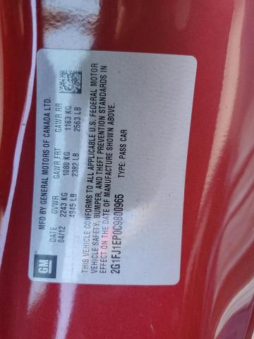 2G1FJ1EP0C9800965 - 2012 CHEVROLET CAMARO ZL1 RED photo 12