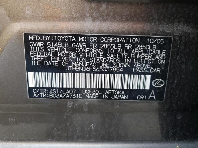 JTHBN36F565037854 - 2006 LEXUS LS 430 GRAY photo 12