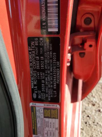 KNADN4A39D6139059 - 2013 KIA RIO EX RED photo 12