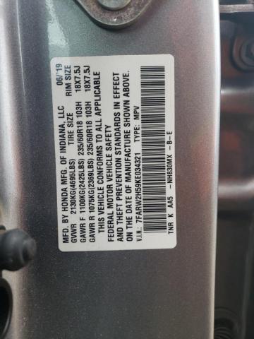 7FARW2H59KE034321 - 2019 HONDA CR-V EX SILVER photo 12