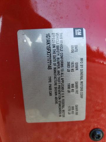 1G1AK15FX77177148 - 2007 CHEVROLET COBALT LS RED photo 12