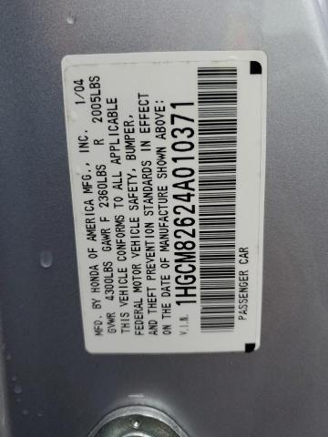 1HGCM82624A010371 - 2004 HONDA ACCORD EX SILVER photo 13