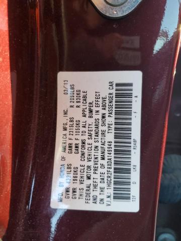 1HGCR2F8XDA149948 - 2013 HONDA ACCORD EXL RED photo 12