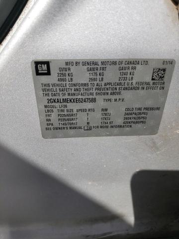 2GKALMEKXE6247588 - 2014 GMC TERRAIN SLE SILVER photo 12