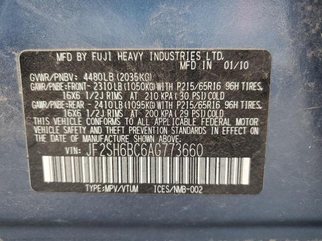 JF2SH6BC6AG773660 - 2010 SUBARU FORESTER XS Көк фото 12