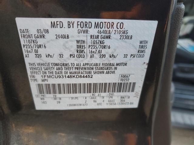 1FMCU93148KD84452 - 2008 FORD ESCAPE XLT CHARCOAL photo 13