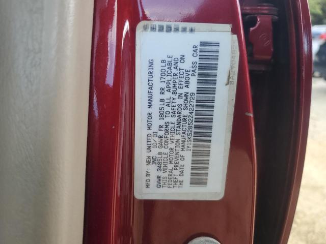 1Y1SK52852Z422729 - 2002 CHEVROLET GEO PRIZM BASE RED photo 12