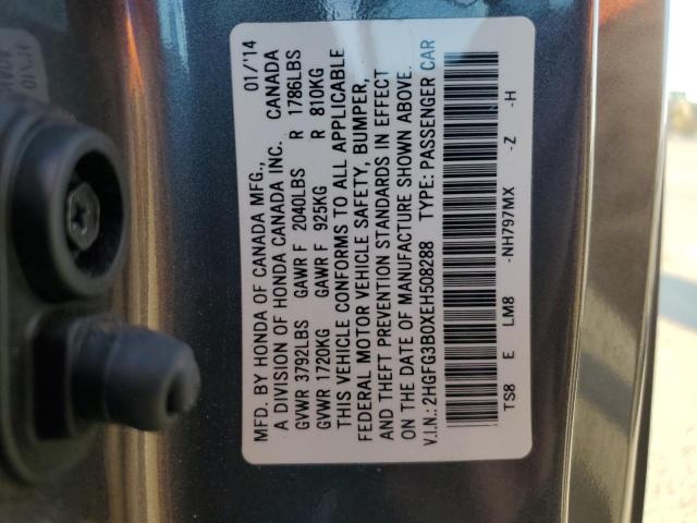 2HGFG3B0XEH508288 - 2014 HONDA CIVIC EXL GRAY photo 13