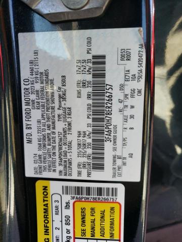 3FA6P0H78ER266757 - 2014 FORD FUSION SE BLACK photo 12